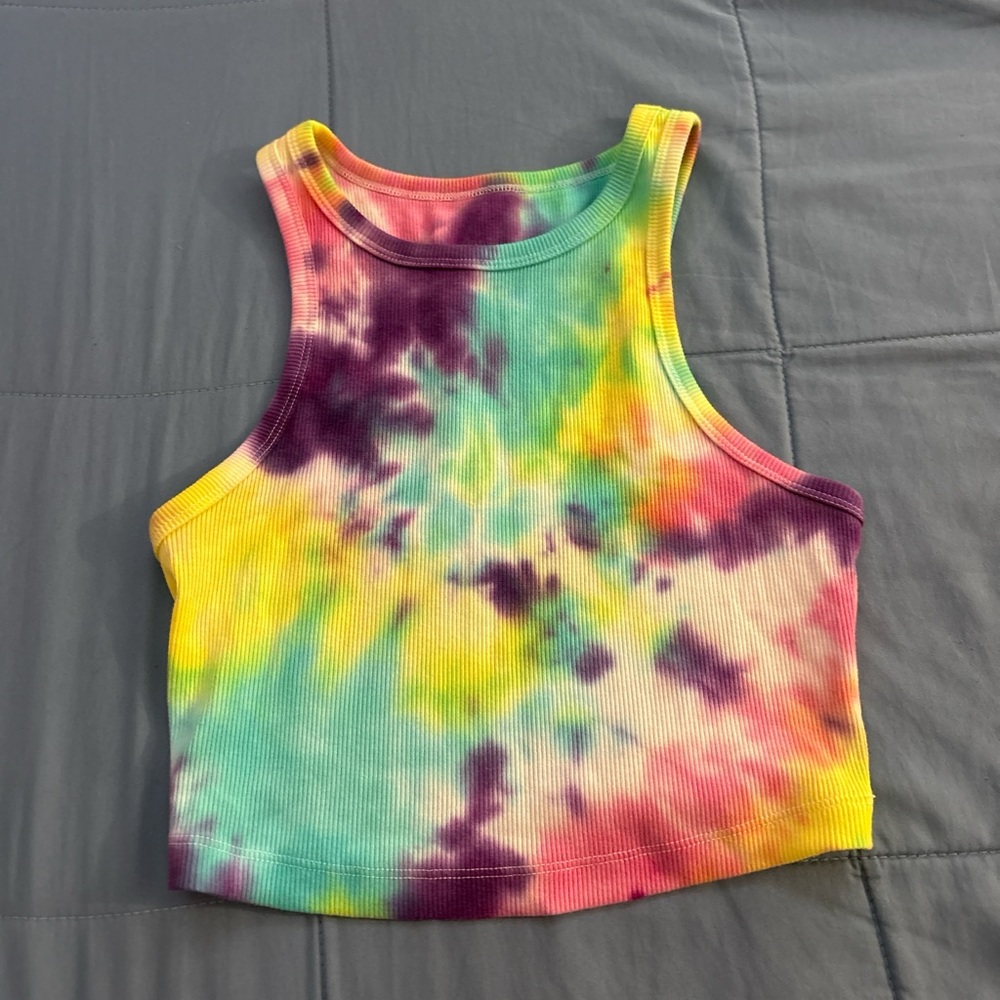 Wild Fable Yellow and Pink Sleeveless Crop Tank Top